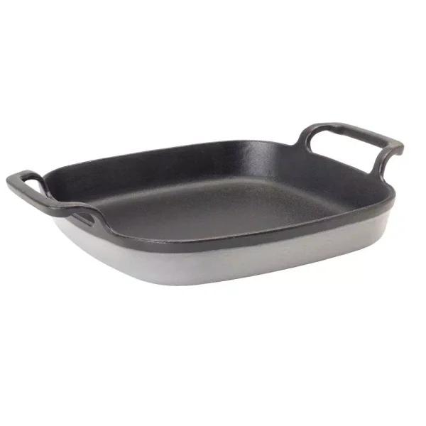 Bayou Classic Enameled Cast Iron Baking Dish, Weathered Gray, 10.24 x 11.5 in