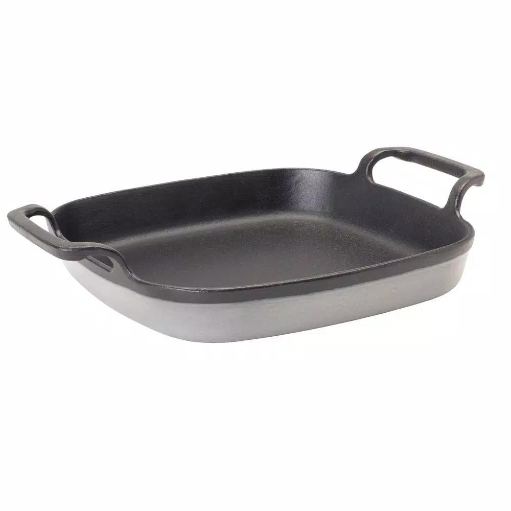 Bayou Classic Enameled Cast Iron Baking Dish, Weathered Gray, 10.24 x 11.5 in