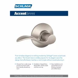 Schlage Accent Matte Black Keyed Entry Door Lever, ANSI Grade 1 thumbnail 2