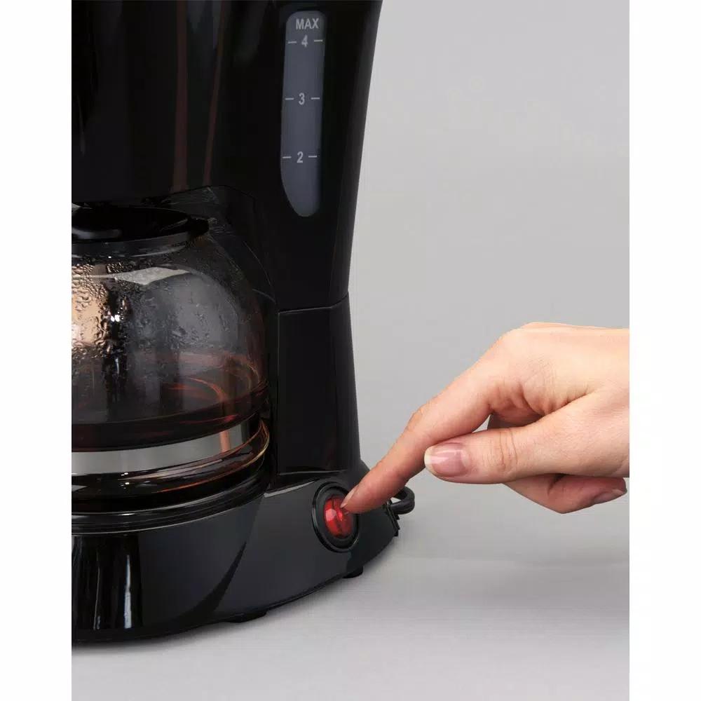 Proctor Silex 4-Cup Black Drip Coffee Maker with Keep Warm Setting