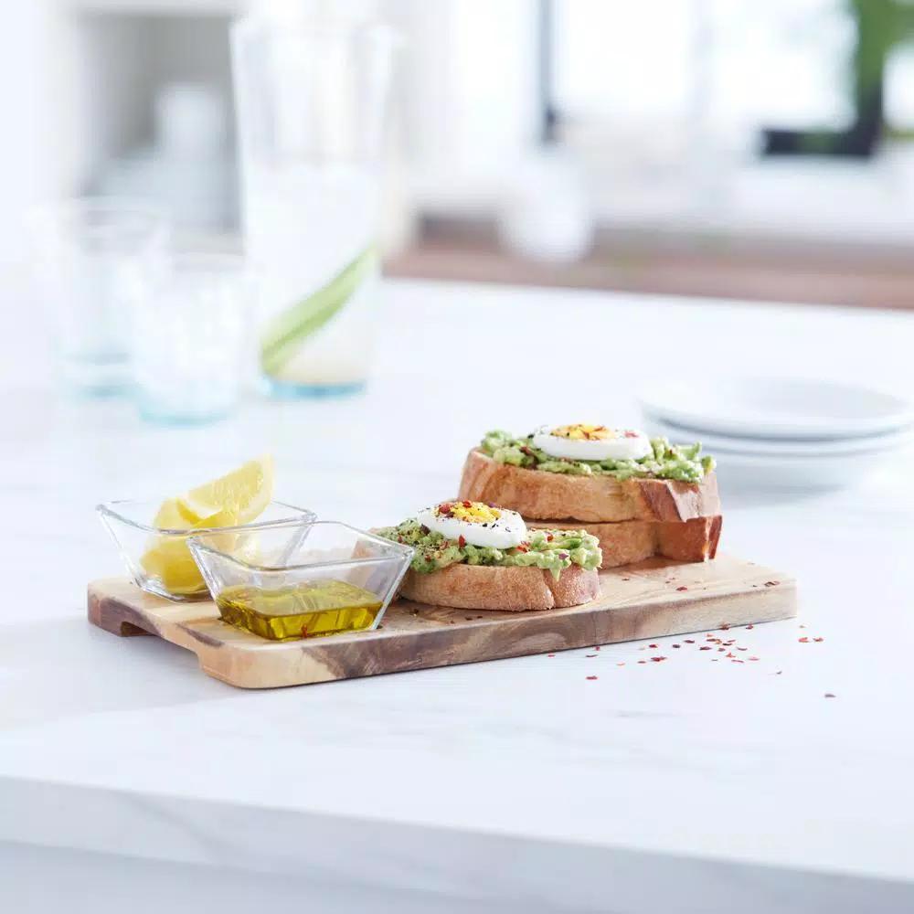 Libbey Acaciawood 3-Piece Glass Dipping Bowl Set with Wood Serving Board