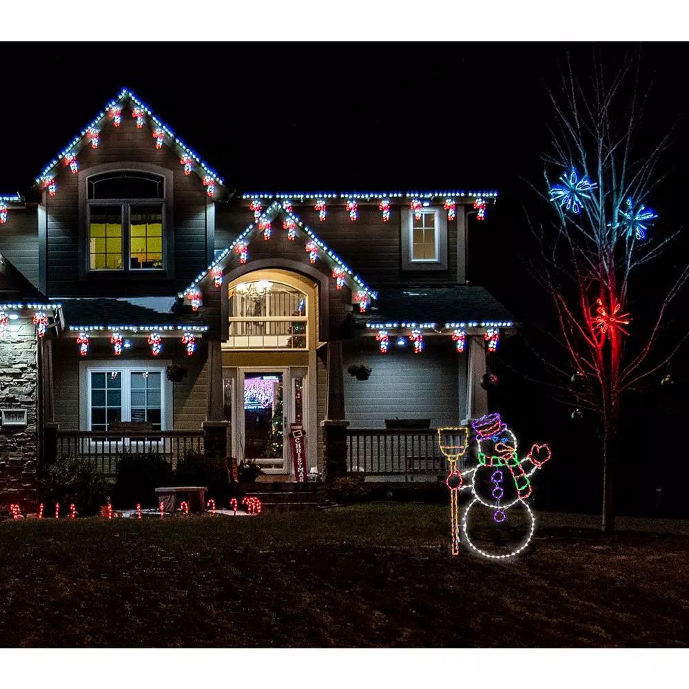Fraser Hill Farm 57 in. Christmas Snowman Holding Broom LED Light Sculpture