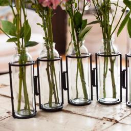 Danya B. 8 in. Hinged 5-Bottle Vase, Black Iron and Clear Glass thumbnail 5