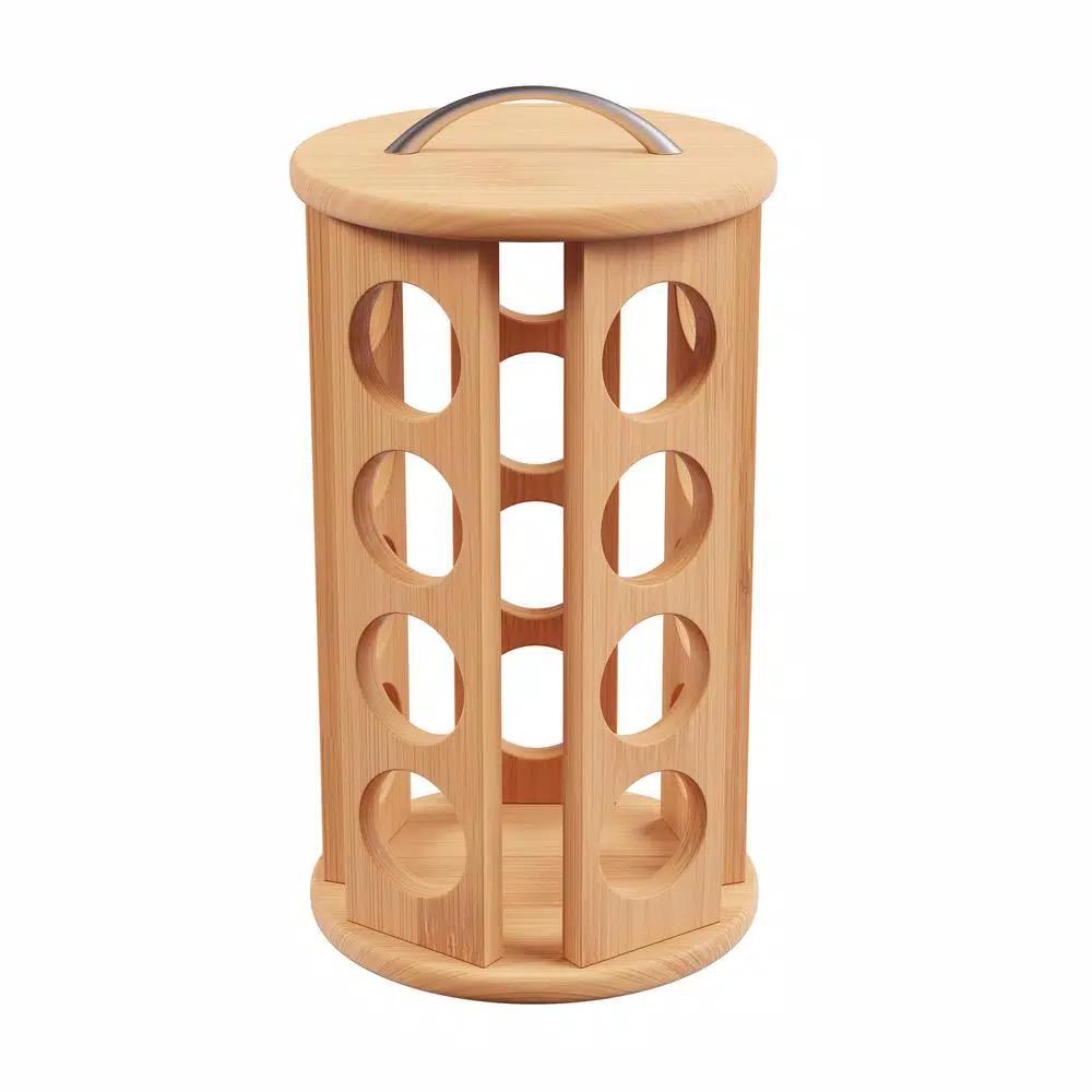 Classic Cuisine 20-Count Bamboo Rotating Coffee Pod Organizer Carousel