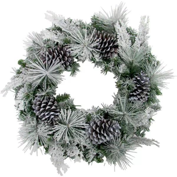 Fraser Hill Farm 24 in. Artificial Christmas Wreath with Oversized Pinecones and Flocked Snow