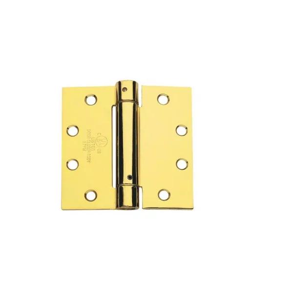 Global Door Controls CPS Series 4.5 x 4 in. Full Mortise Spring Hinge, Bright Brass (3-Pack)