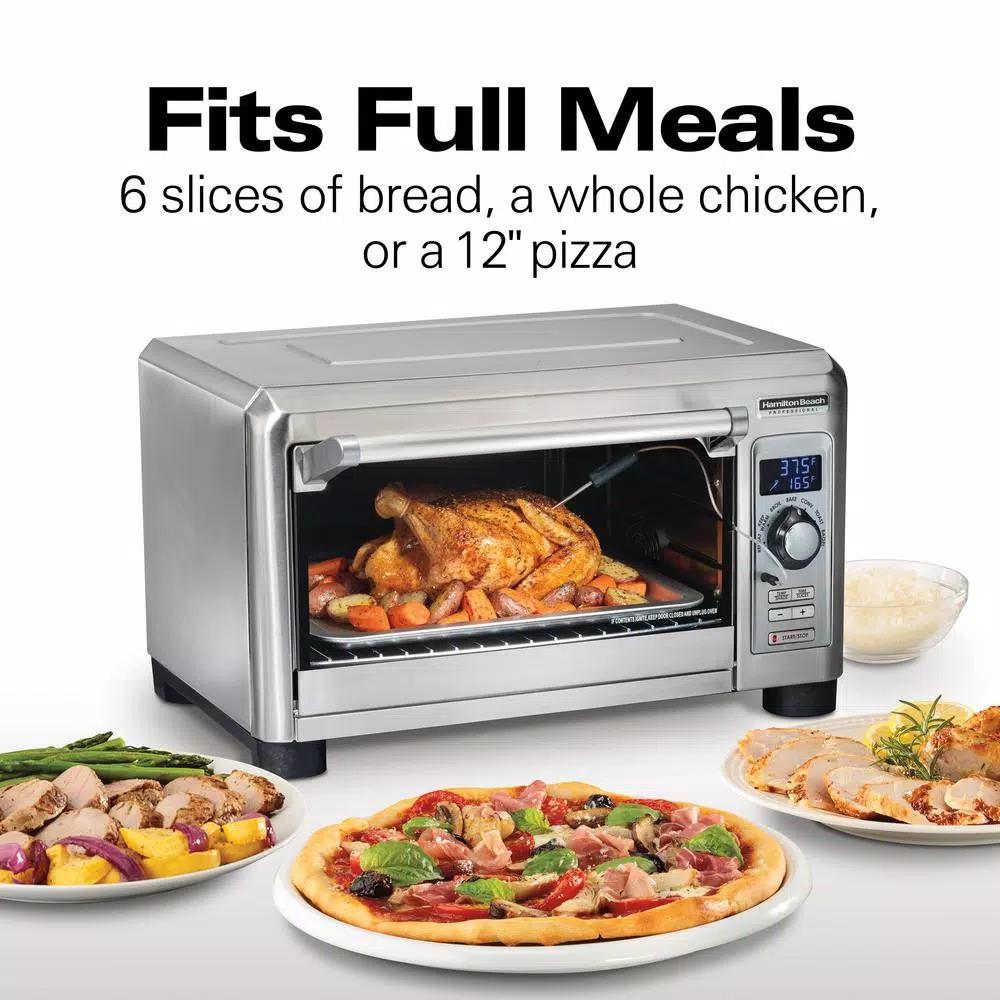 Hamilton Beach Professional 1500W Digital Toaster Oven with Temperature Probe, 6-Slice, Stainless Steel