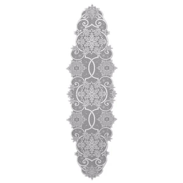 Heritage Lace Snowflake White Floral Polyester Lace Table Runner, 19 in. x 65 in.