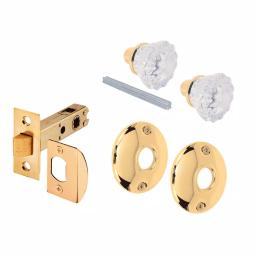 Prime-Line Fluted Glass Door Knob Passage Set, 2 in. Diameter, Brass Plated, Antique Style thumbnail 1