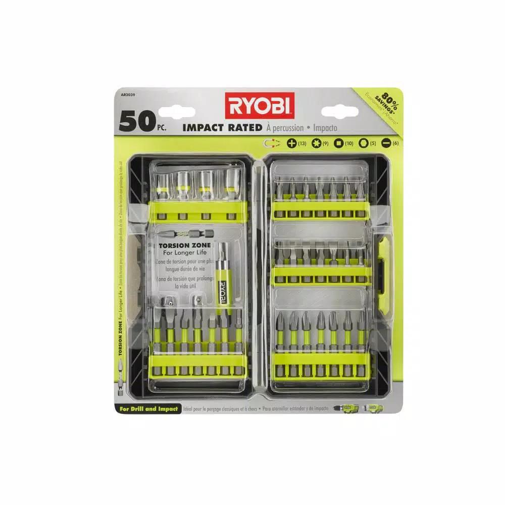 RYOBI Impact Rated Driving Bit Set, 40-Piece or 50-Piece Kit