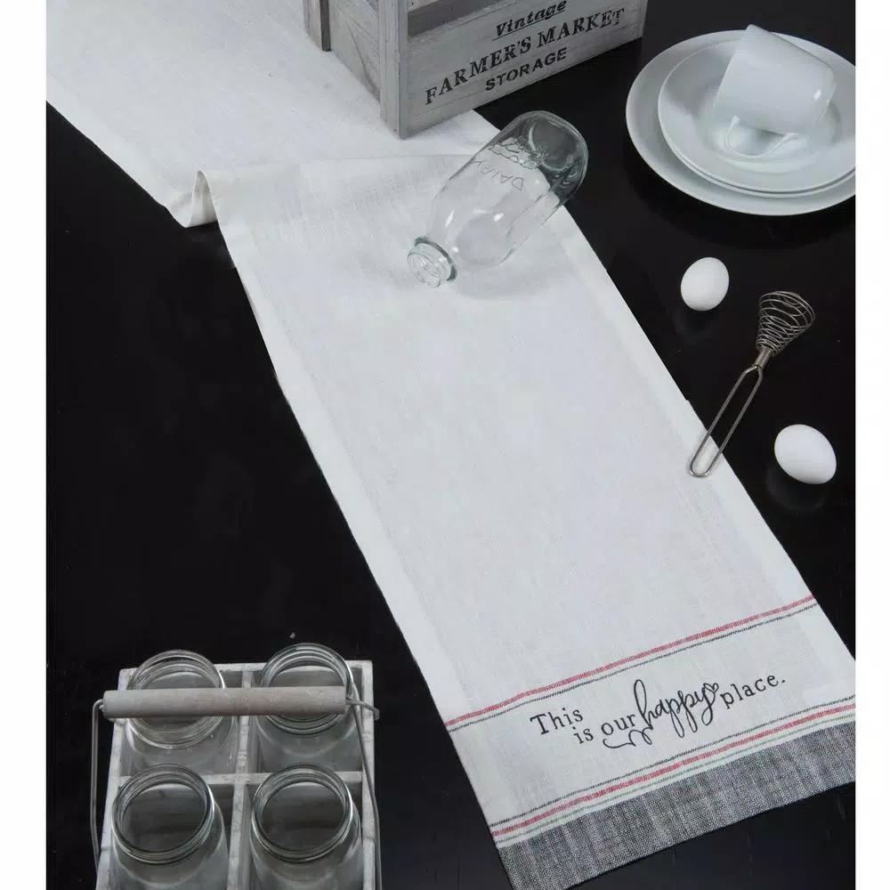 Kay Dee Farmers Market 13 in. x 72 in. Ivory Cotton Embroidered Table Runner