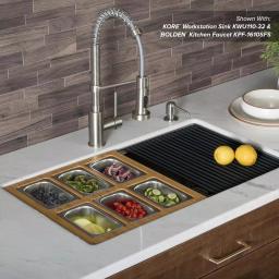 Kraus Workstation Kitchen Sink Accessory Set with Bamboo Serving Board and 6 Stainless Steel Prep Bowls thumbnail 4