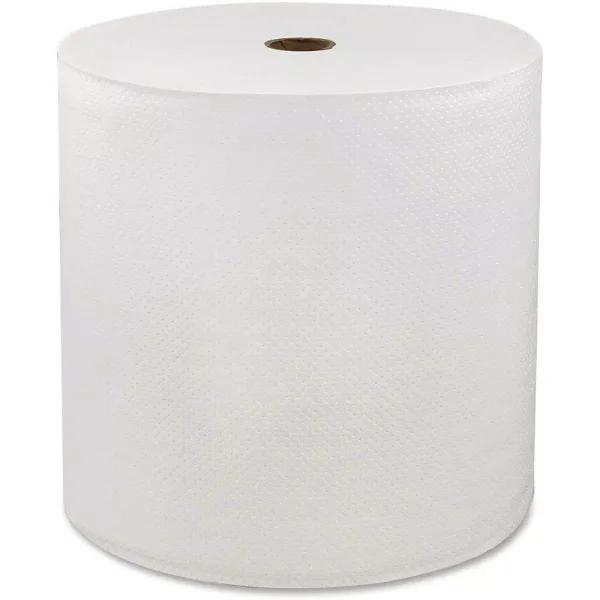 Genuine Joe Solutions 1-Ply Hardwound Paper Towels, White, 6 Rolls