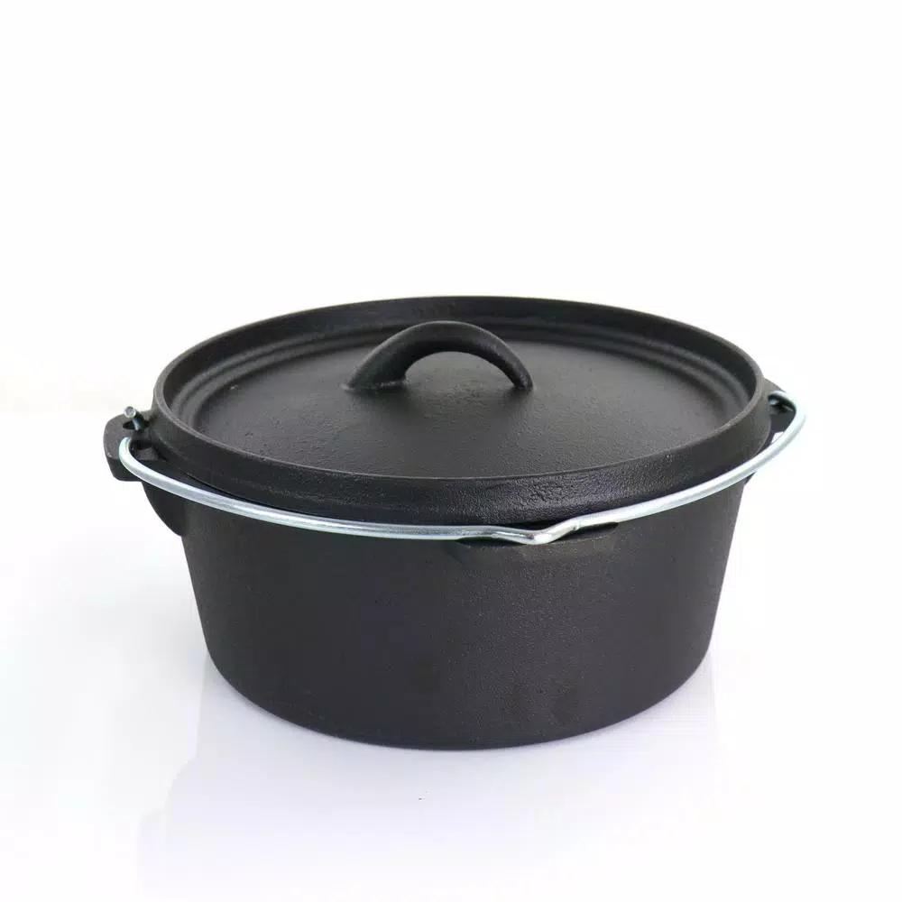 MegaChef 5-Piece Pre-Seasoned Cast Iron Cookware Set, Black