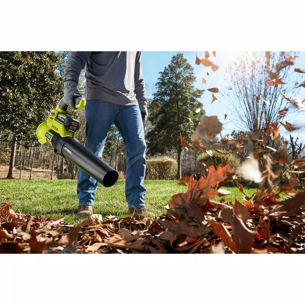 RYOBI 40V MAX Lithium-Ion Jet Fan Blower Kit with 4 Ah Battery, Charger, and Lawn & Leaf Bag