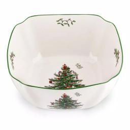 Spode Christmas Tree 10" Ceramic Large Square Serving Bowl, Porcelain thumbnail 1