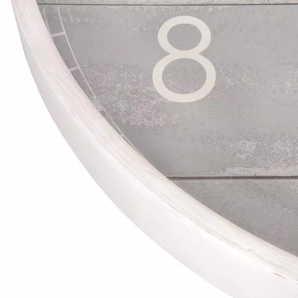 Pinnacle 28 in. Gray Washed Wood Plank Round Wall Clock - Rustic Farmhouse Decor