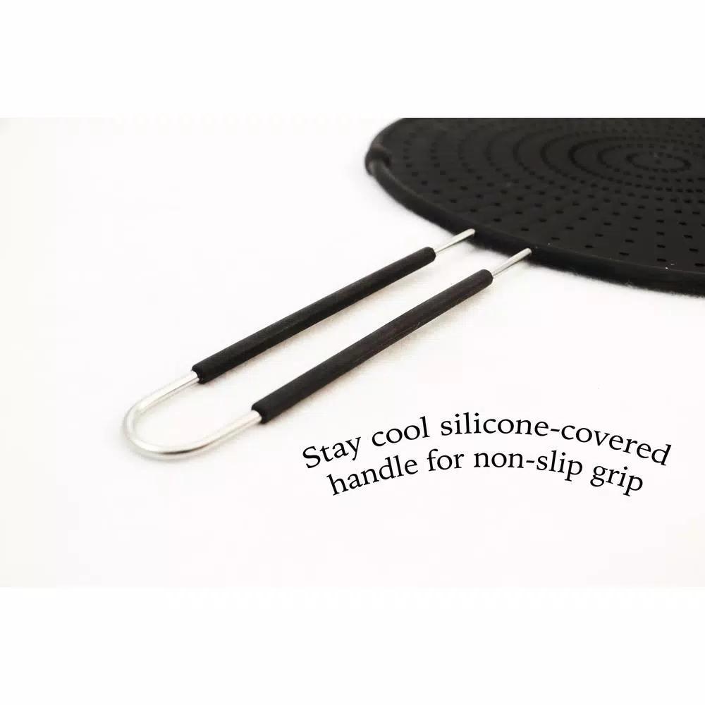 ExcelSteel 13 in. Silicone Splatter Screen with Non-Slip Heat-Resistant Grip, Stainless Steel Frame