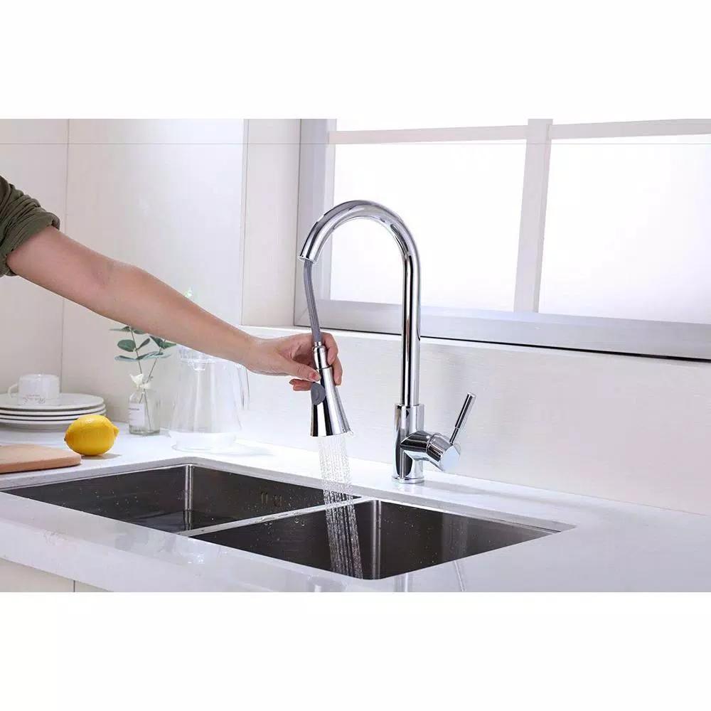 Vanity Art Single-Handle Pull-Down Kitchen Faucet with Sprayer Wand, Chrome Finish
