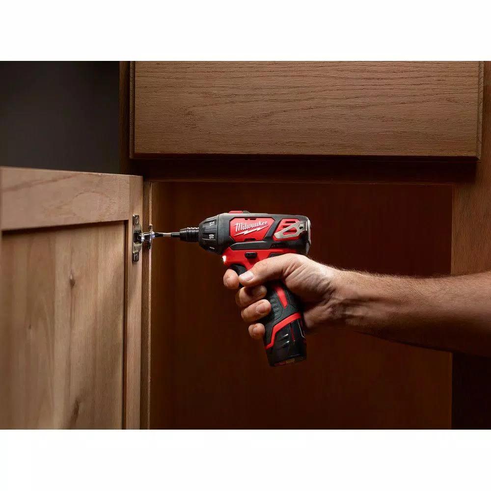 Milwaukee M12 12V Lithium-Ion Cordless 1/4 in. Hex Screwdriver Kit with 45-Piece SHOCKWAVE Bit Set