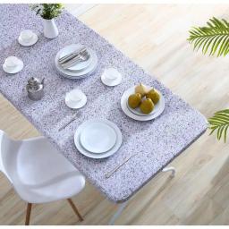 Brielle Home 30x72" Cotton Fabric Fitted Table Cover, Grey Granite Stone Pattern thumbnail 2