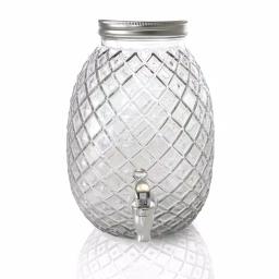 Gibson Home 4.8 Qt Pineapple Shaped Clear Glass Beverage Dispenser with Spout thumbnail 1