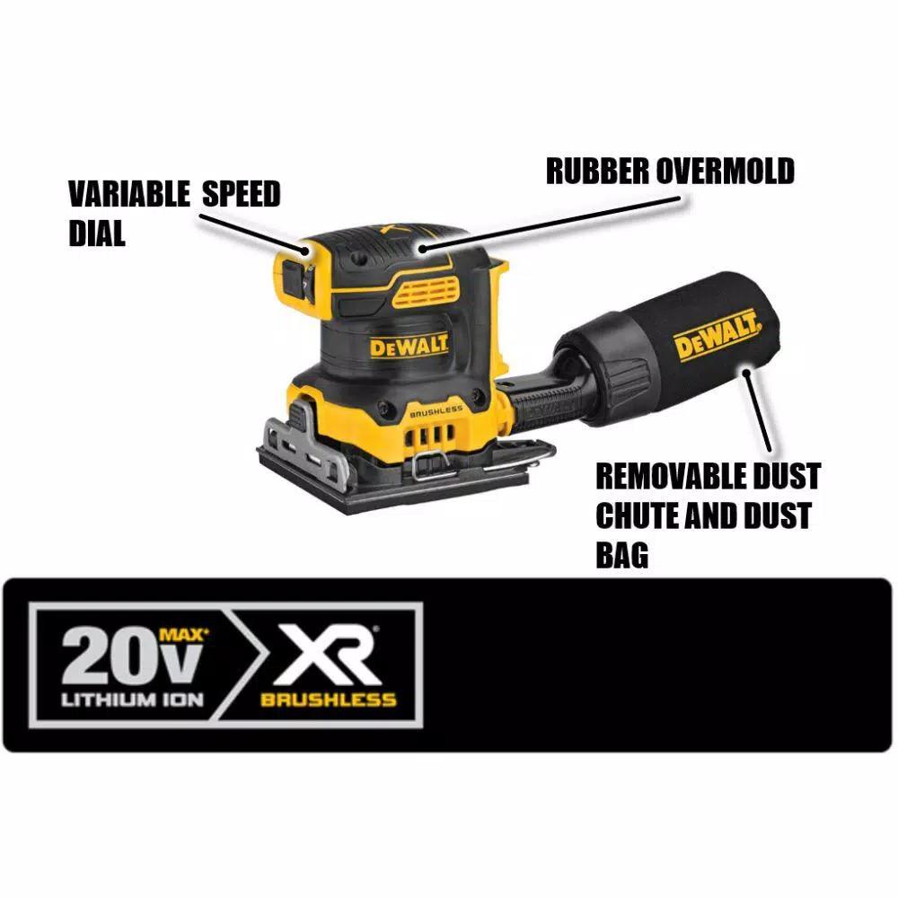 DEWALT 20V MAX XR Brushless 5 in. Cordless Random Orbital Sander Kit with 3.0Ah Battery and Charger