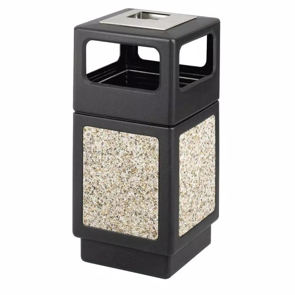 Safco Evos 15 Gal. Outdoor Stainless Steel Smoking Receptacle and Waste Bin, Black