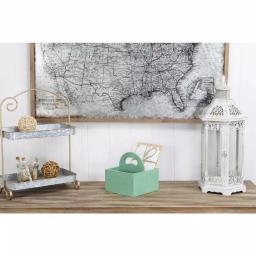 Cheungs Teal Wooden Square Caddy Decorative Tray with Handle thumbnail 1