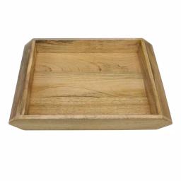 Stonebriar Collection Stonebriar Rustic Mango Wood Square Serving Tray with Handles thumbnail 2