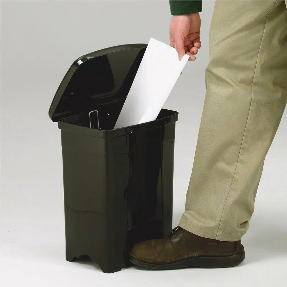 Safco 4 Gal. Plastic Step-on Indoor Recycling Bin, Black