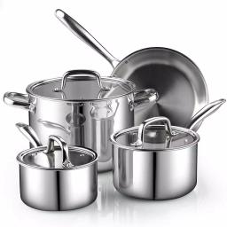 Cook N Home 7-Piece Tri-Ply Clad 18/10 Stainless Steel Cookware Set thumbnail 1