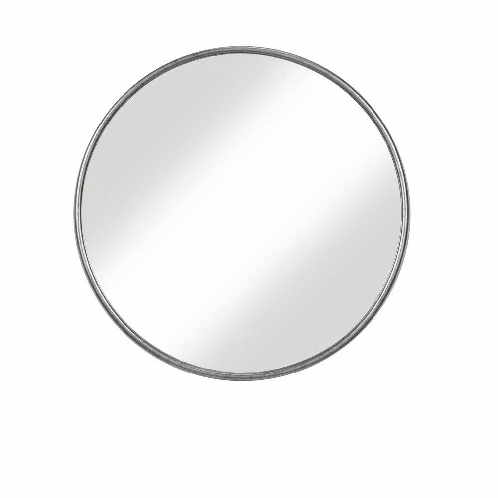 Martin Svensson Home Contemporary Round Pewter Metal Frame Accent Mirror, 36 in. x 36 in.