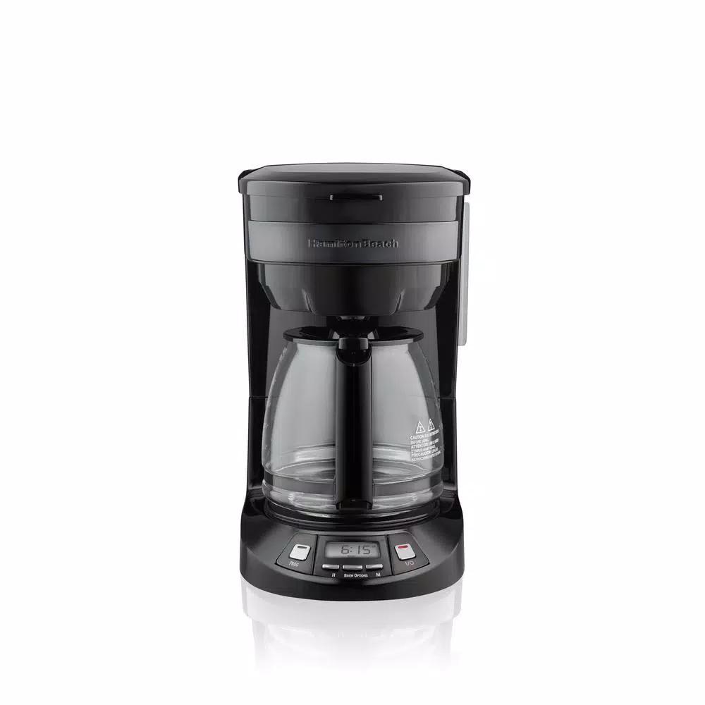 Hamilton Beach 12-Cup Programmable Drip Coffee Maker with Black Stainless Steel Accents