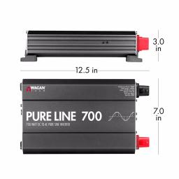 Wagan Tech Pure Line 700W Pure Sine Wave Inverter, 1400W Surge, 12V DC to 120V AC, ETL Certified thumbnail 4