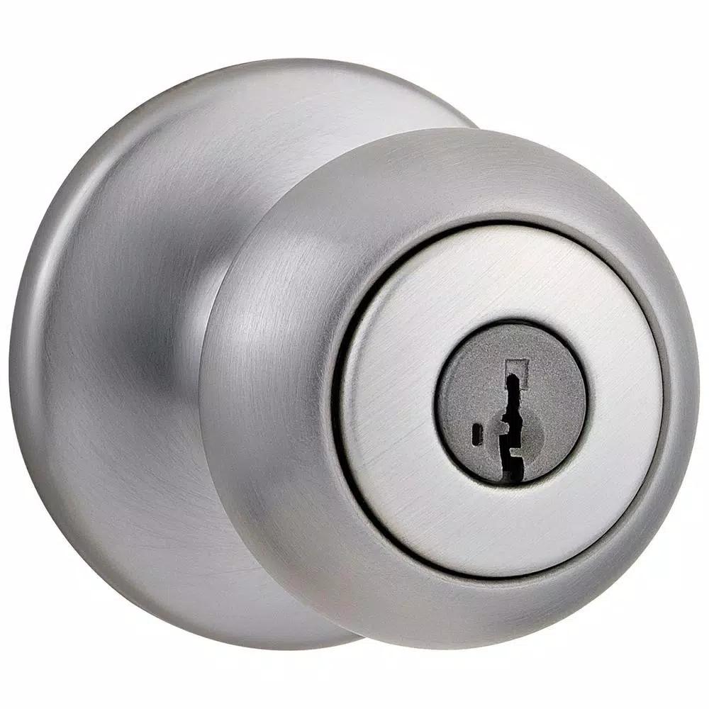 Kwikset Cove Satin Chrome Entry Door Knob with SmartKey Security