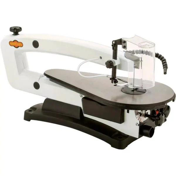 Shop Fox 18 in. VS Scroll Saw with LED Gooseneck Light and 64-Piece Rotary Tool Kit