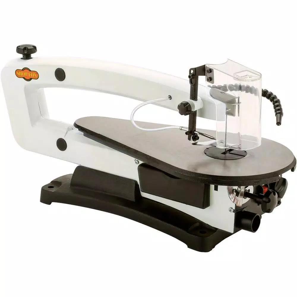 Shop Fox 18 in. VS Scroll Saw with LED Gooseneck Light and 64-Piece Rotary Tool Kit