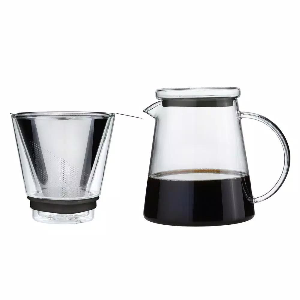 ZASSENHAUS 6-Cup Clear Pour Over Coffee Maker - Borosilicate Glass & Stainless Steel Brewer