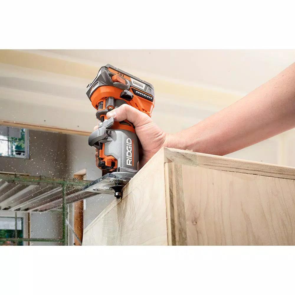 RIDGID 18V Cordless Brushless 1/4 in. Compact Router with 1.5 Ah Lithium-Ion Battery