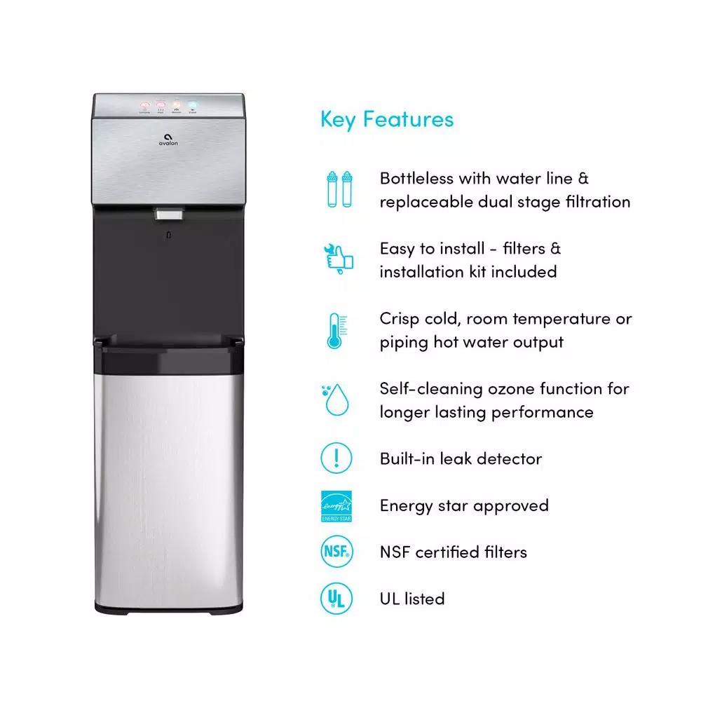 Avalon A13 Electric Bottleless Water Dispenser, Stainless Steel, 3 Temperatures, Self-Cleaning