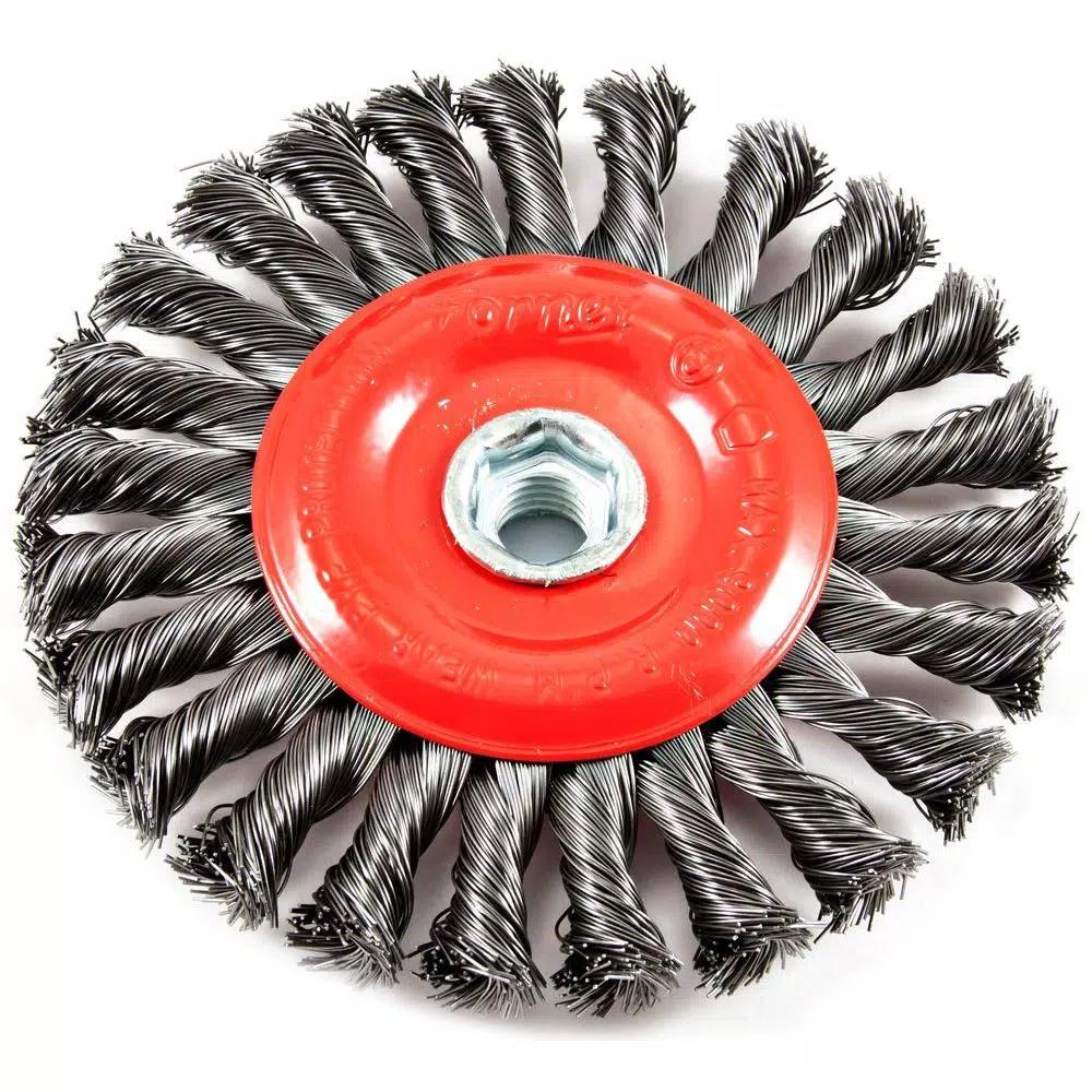Forney 6 in. Twist Knot Wire Wheel Brush with 5/8 in.-11 Threaded Arbor