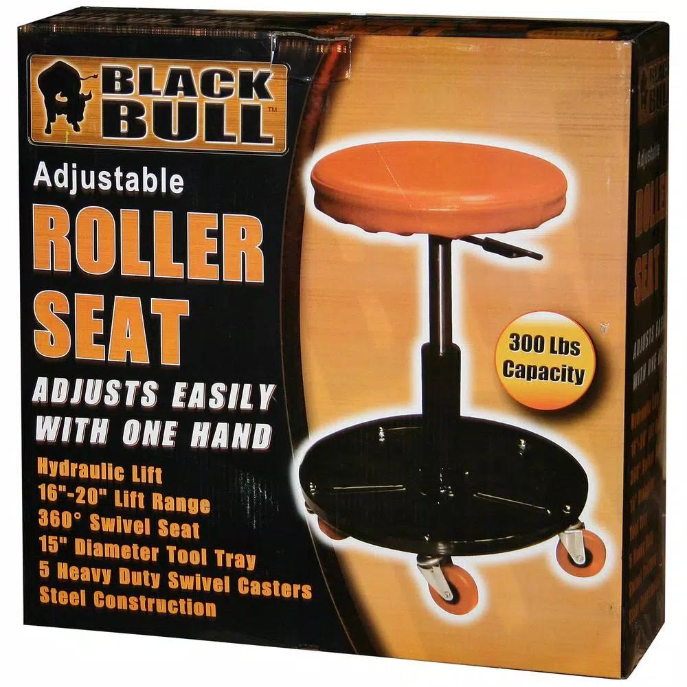 Black Bull Adjustable Mechanic's Roller Seat with Swivel Casters