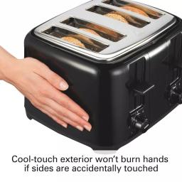 Proctor Silex 4-Slice Black Wide Slot Toaster with Crumb Tray and Toast Boost thumbnail 3