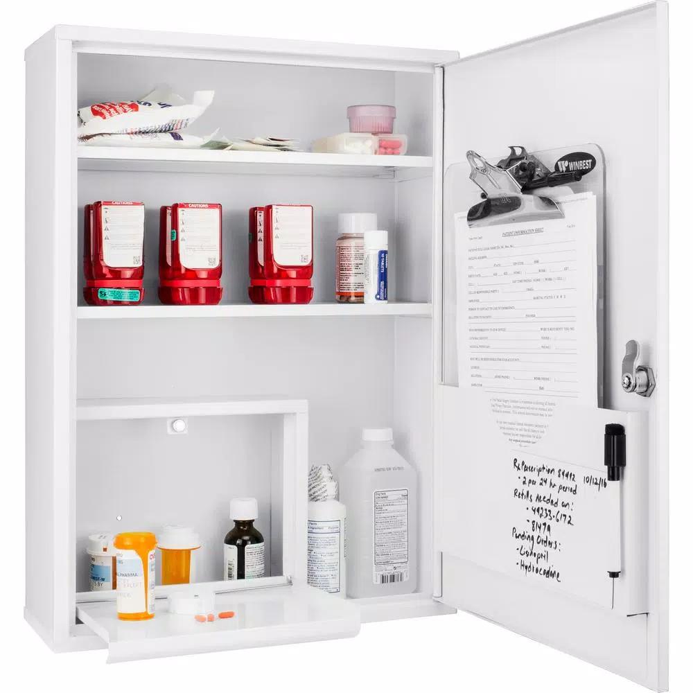 BARSKA Large Medical Cabinet First Aid Kit with Magnetic Dry Erase Pad and Lock Box