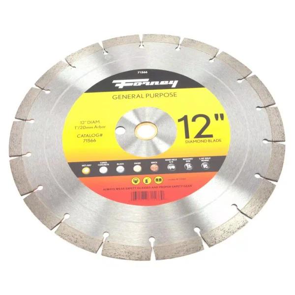 Forney 12 in. Premium Diamond Turbo Saw Blade for Concrete, Brick, and Block