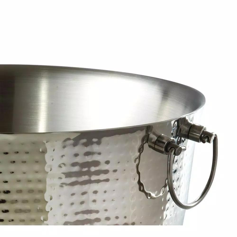 Elegance 5.75 Gal. Hammered Stainless Steel Party Tub with Double Wall Insulation and Handles