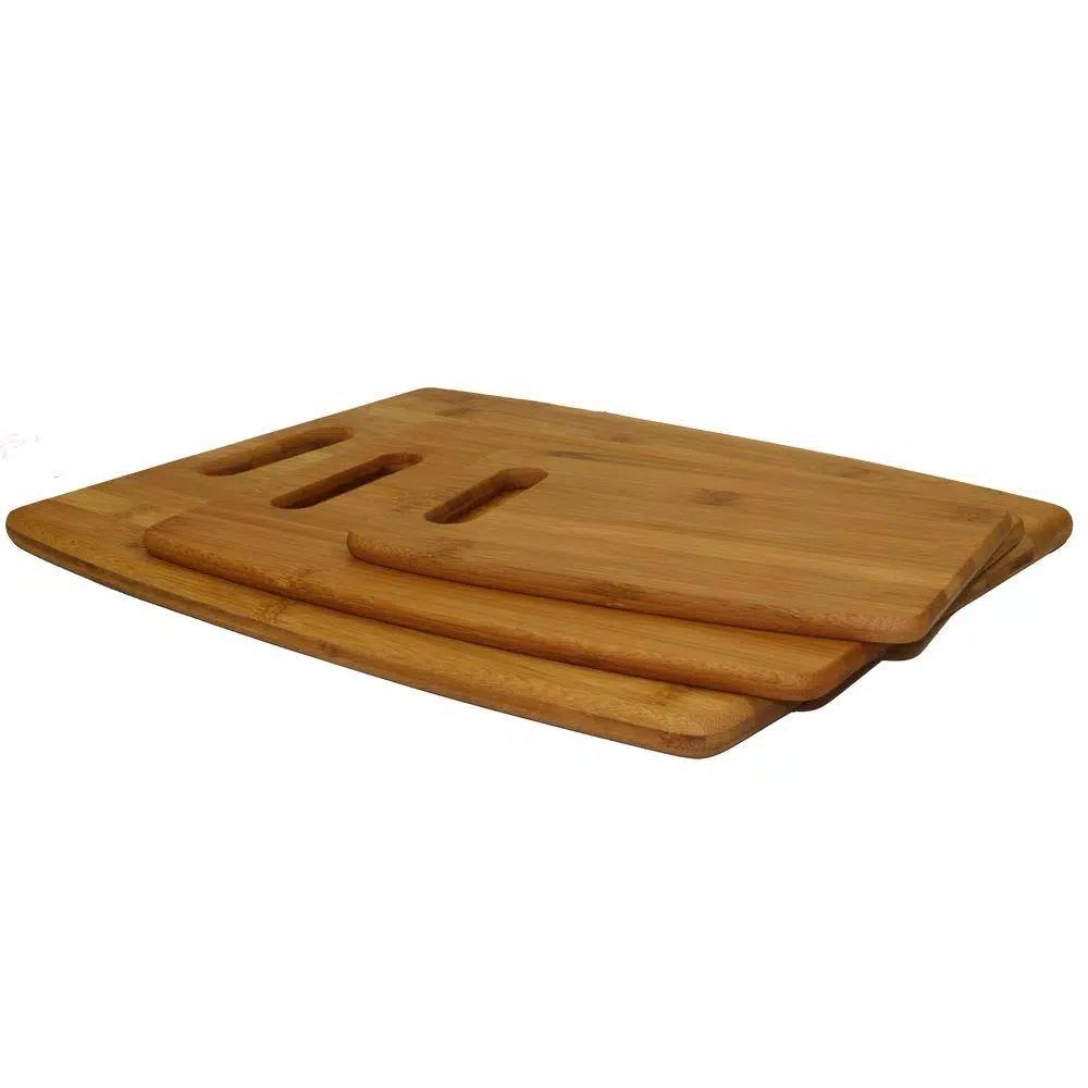 Oceanstar Design Collection 3-Piece Bamboo Cutting Board Set, Natural Rectangle Boards