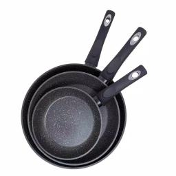 LavoHome Royal Marble 3-Piece Nonstick Forged Aluminum Frying Pan Set, Black thumbnail 3