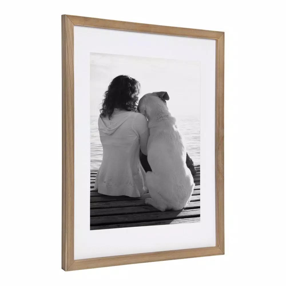 DesignOvation Design Ovation Gallery Wood Picture Frame Set, Rustic Brown, Set of 2 (Matted to 11x14 in.)